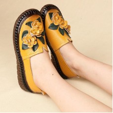 Genuine Leather Soft Soled Comfy Flower Flats Loafer