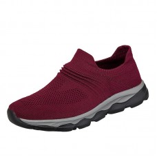 Knit Walking Shoes Casual Breathable Slip On Sneakers