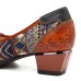 SOCOFY Bohemian Stitching Jacquard Shoes Genuine Leather Pumps