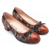 SOCOFY Bohemian Stitching Jacquard Shoes Genuine Leather Pumps