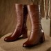 LOSTISY Women Casual Round Toe Square Heel Zipper Mid Calf Boots