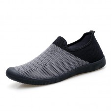 Men Breathable Knitted Mesh Casual Sneakers Soft Slip On Flats