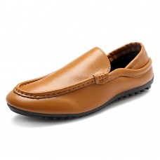 Men Casual Soft Sole Leather Slip On Flat Loafers Driving Shoes