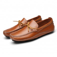 Men Casual Genuine Leather Slip-on Loafers Soft Flats