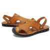 Men Comfy Anti Collision Toe Hollow Outs Leather Two Way Wear Sandals Beach Shoes