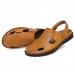 Men Summer Hollow Out Casual Outdoor Fashion Leather Beach Soft Flat Sandal Shoes