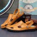 Men Summer Hollow Out Casual Outdoor Fashion Leather Beach Soft Flat Sandal Shoes