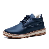 Men Warm Plush Lining Leather Ankle Boots
