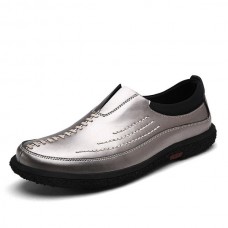 Men Casual Business Soft Sole Genuine Leather Slip On Oxfords
