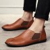 Banggood Shoes Men Casual Hand Stitching Genuine Leather Elastic Flat Oxfords