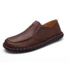 Genuine Leather Casual Slip On Soft Flat Oxfords For Men