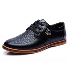 Large Size Men Casual Shoes Comfortable Breathable Lace-Up Leather Shoes